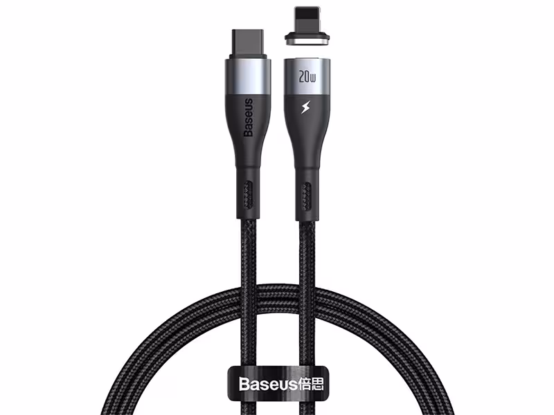 کابل مگنتی Type-C به Lightning بیسوس مدل Zinc Magnetic Safe Fast Charging PD 20W CATLXC-01 به طول 1 متر