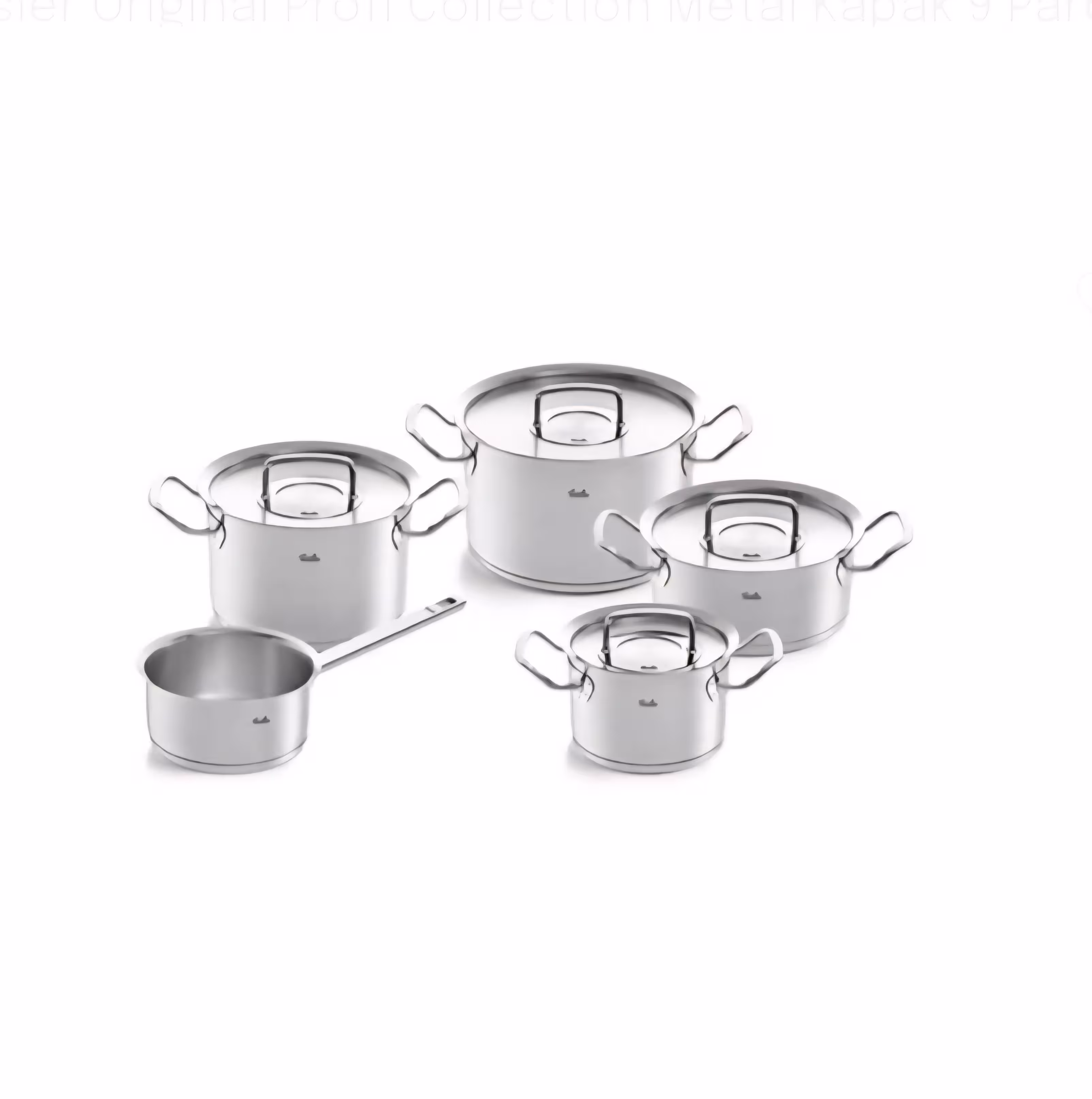 سرویس قابلمه استیل 9 پارچه برند Fissler آلمان مدل Original Profi درب استیل شیرجوش دار