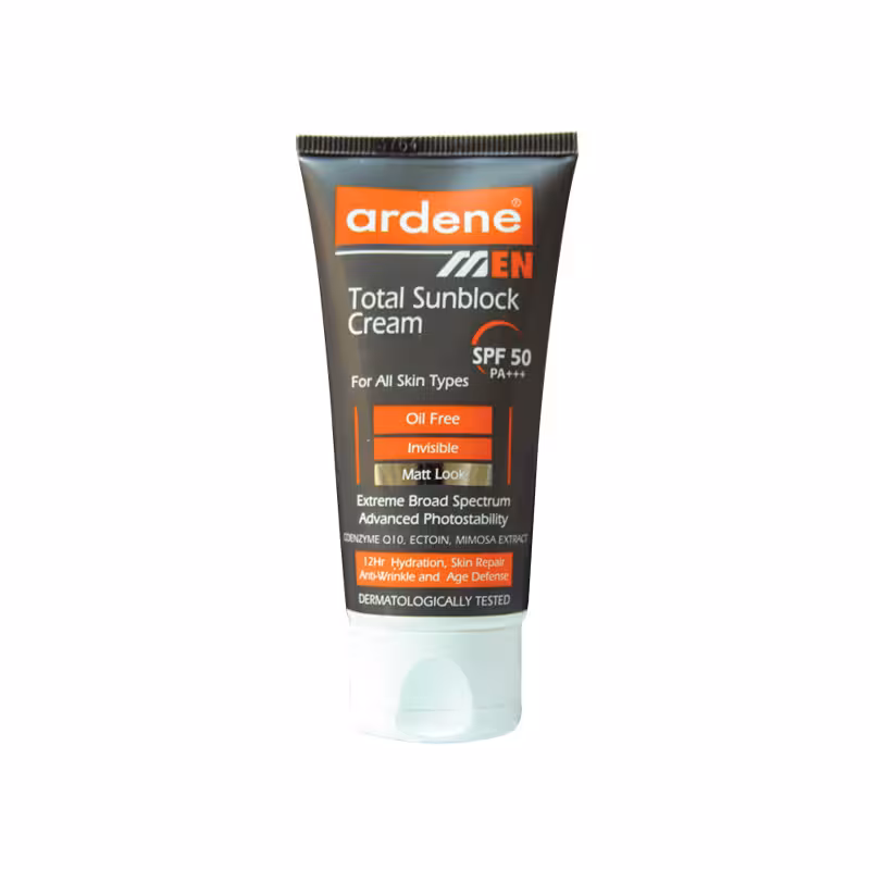 کرم ضدآفتاب بدون رنگ SPF50 چندکاره Total SunBlock آقایان آردن 50 میلی لیتر