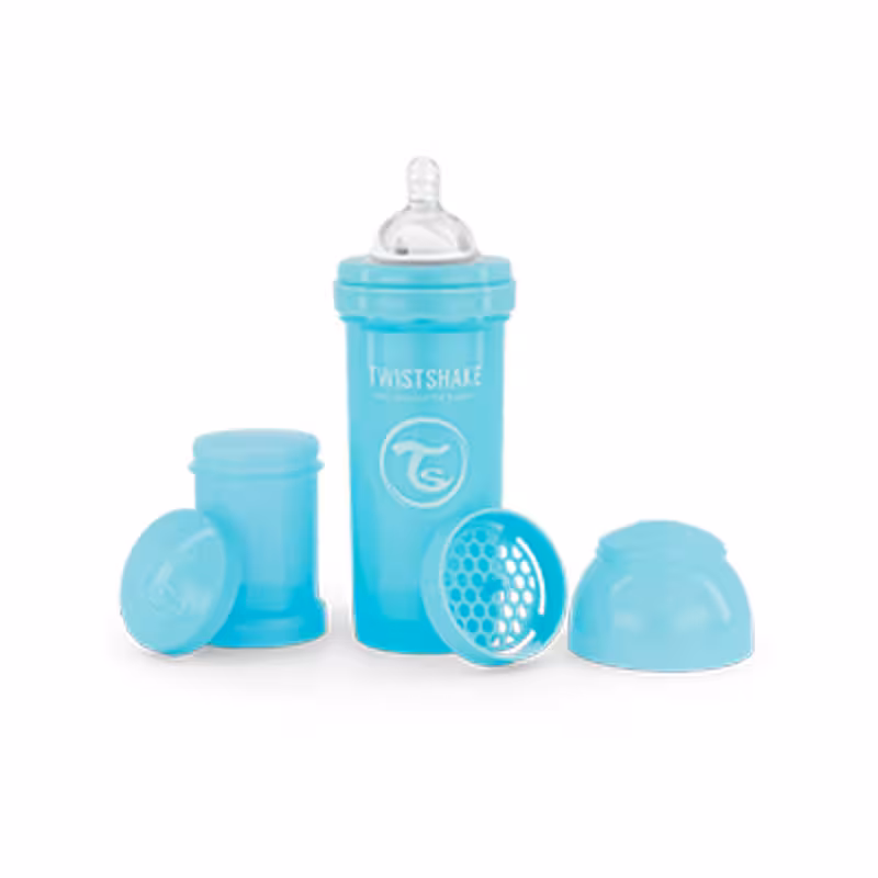 شیشه شیر آنتی کولیک آبی پاستل تویست شیک twistshake ظرفیت 260 میلی لیتر