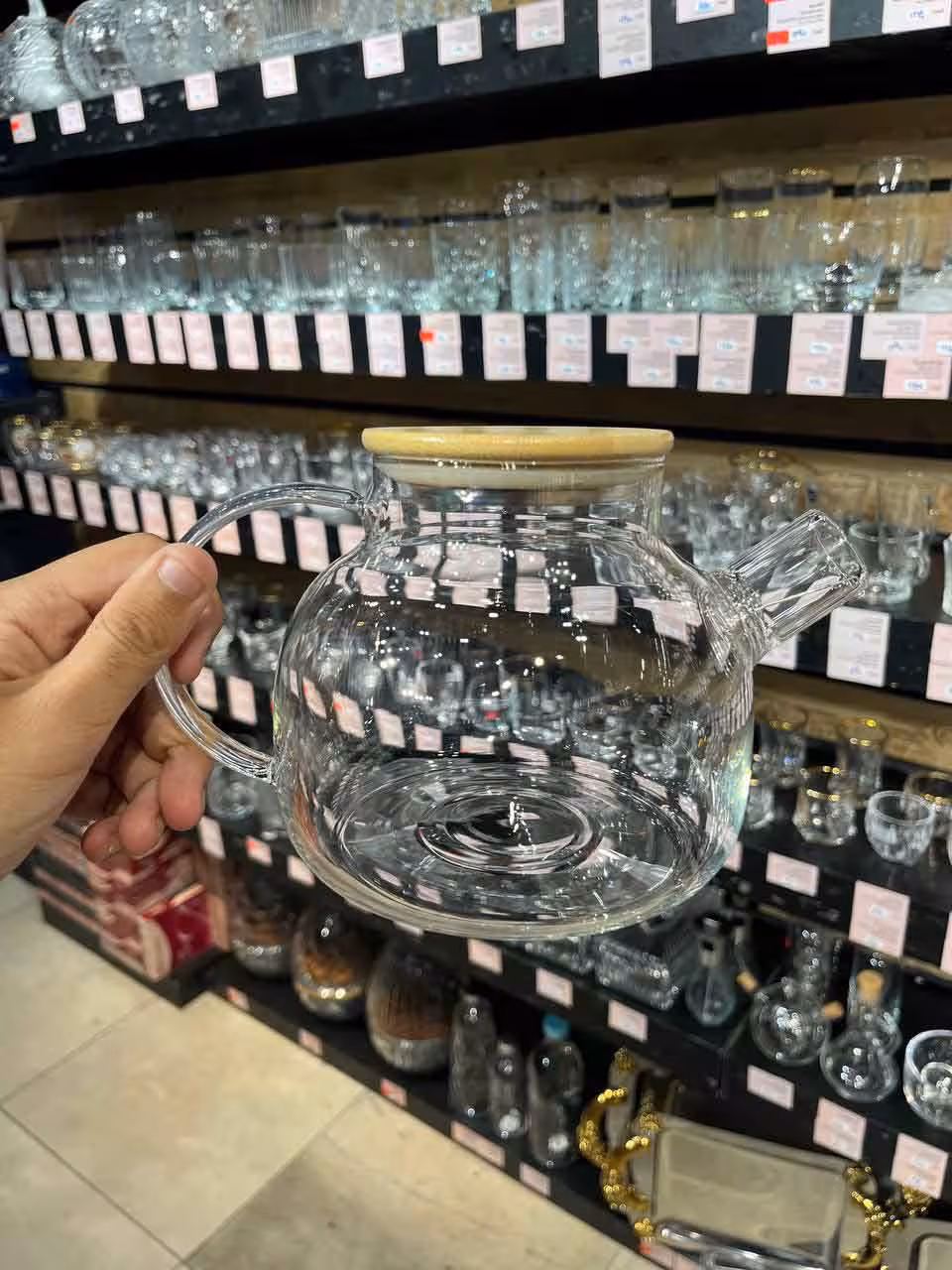 قوری پیرکس درب بامبو یک لیتری