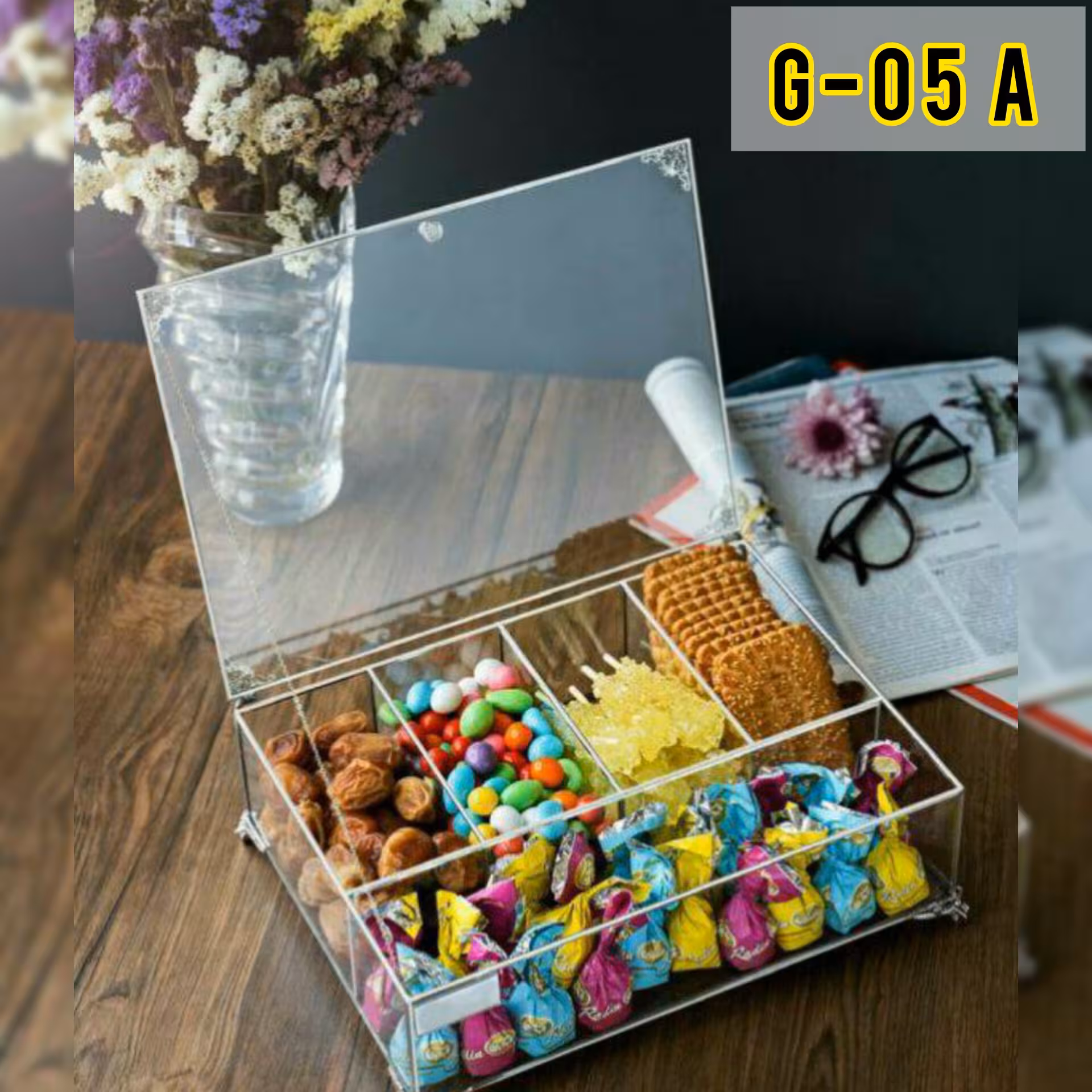 استند تیبگ پذیرایی شیشه و فلز 5خانه سری A