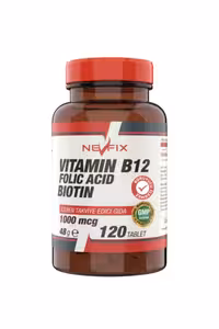 قرص فولیک اسید،ویتامین B12 و بیوتین Nevfix - بسته 120 عددی