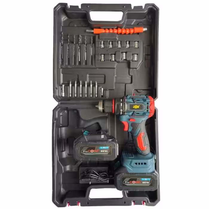 دریل پیچ گوشتی شارژی براشلس 10 میلیمتر 88 ولت مدل JB-25105K مجموعه 40 عددی