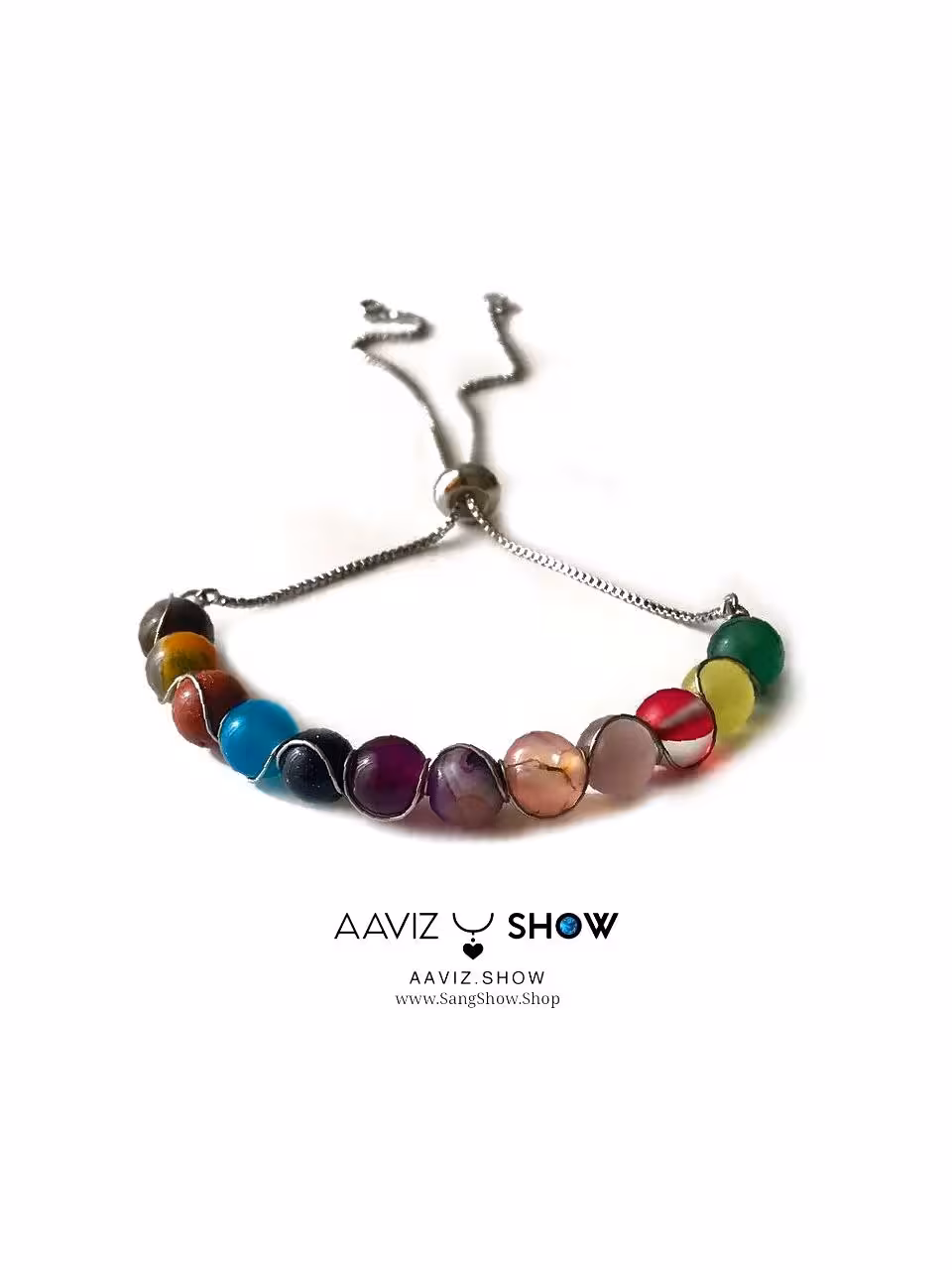 دستبند انرژی درمانی سنگهای ویژه و اصل مناسب 7 چاکرا D053