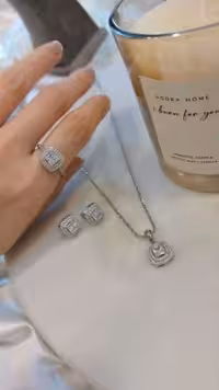 💍نیم ست جواهري خاص و زيبا  (آويز ، گوشواره و انگشتر )  ، نقره عیار 925(N_4291)