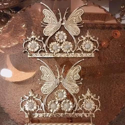 جاکلیدی برنزی  مدل پروانه و آفتابگردون