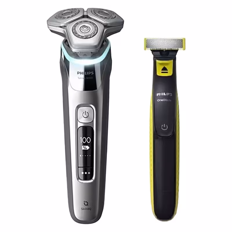 ماشین اصلاح موی صورت و بدن فیلیپس مدل S9985plus به‌همراه خط زن، اصلاح به صورت صفر زن، استفاده به صورت خشک و مرطوب، ضد آب، منبع انرژی باتری، تکنولوژی اصلاح به صورت برش چرخشی، به‌همراه کیف