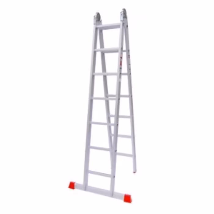 نردبان 3.5 متری 2 تکه مخابراتی مفصلی آلومینومی مستحکم با 2 پایه تعادل 14 پله هارمونی آلوم پارس پله با پله 3 سانتی 