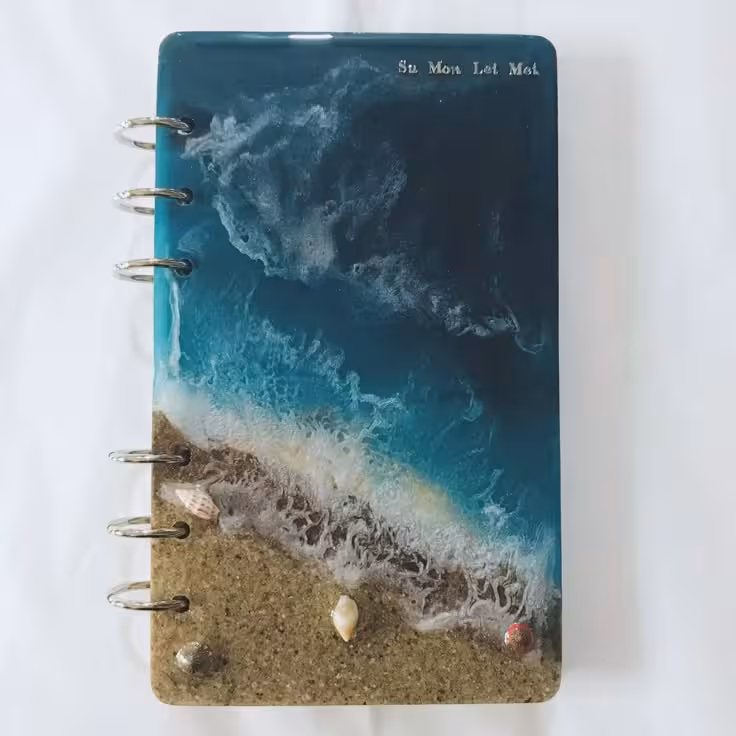 دفتر رزینی A5 طرح شب و روز دریا