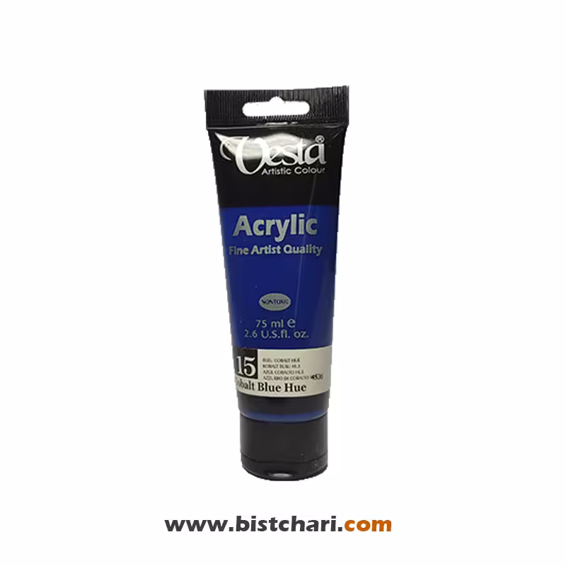 رنگ اکریلیک Cobalt blue hue کد 15 حجم 75 ml برند وستا Vesta