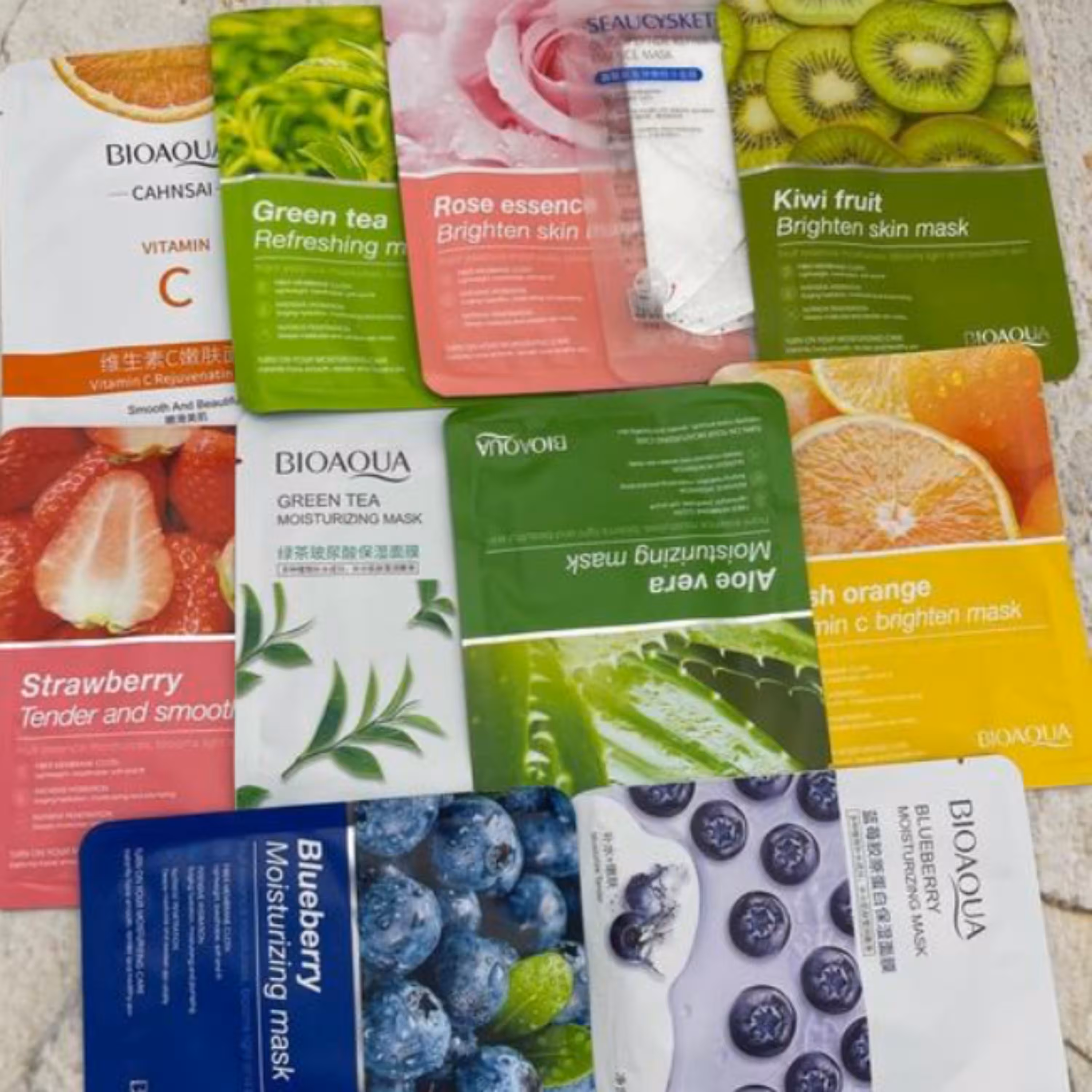 پک 10 عددی ماسک ورقه ای صورت برند بیوآکوا و ایمیجز  با رایحه های گوناگون(20رایحه