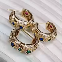 گوشواره دایره کوچک نگین دار مارک fashion