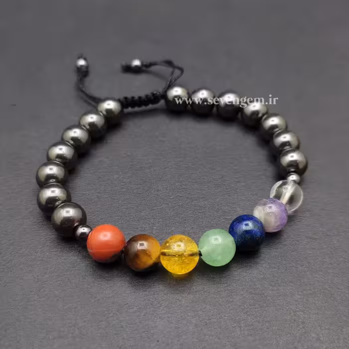 دستبند میکس حدید و هفت چاکرا (کدA21)