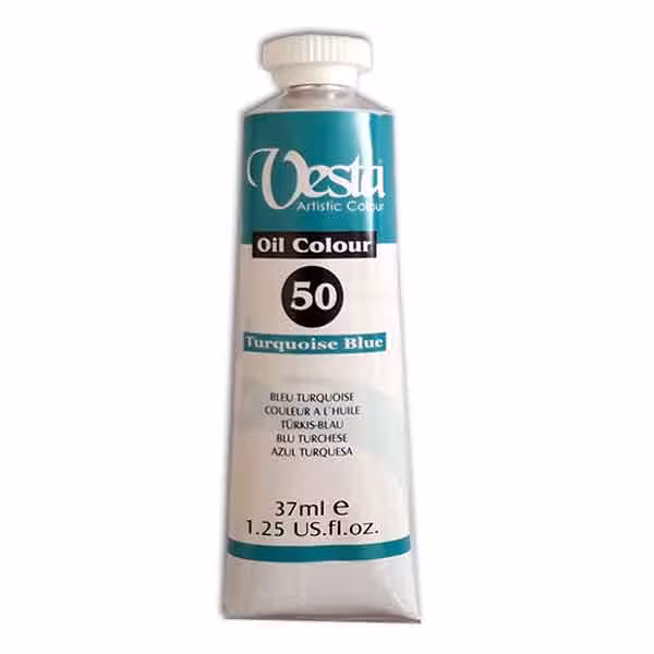 رنگ روغن وستا مدل Turquoise Blue 50 حجم 37 میلی لیتر