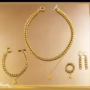 سرویس کارتیر تمام استیل دوزنجیره با پلاک گل