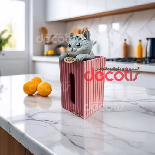 جادستمالی فانتزی طرح گربه ملوس (صورتی)