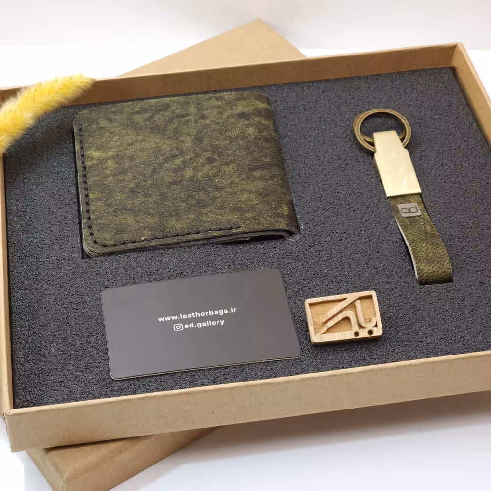 ست سرکلیدی و کیف پول و کارت اعتباری ED Consept store Handmade wallet and key ring set G8