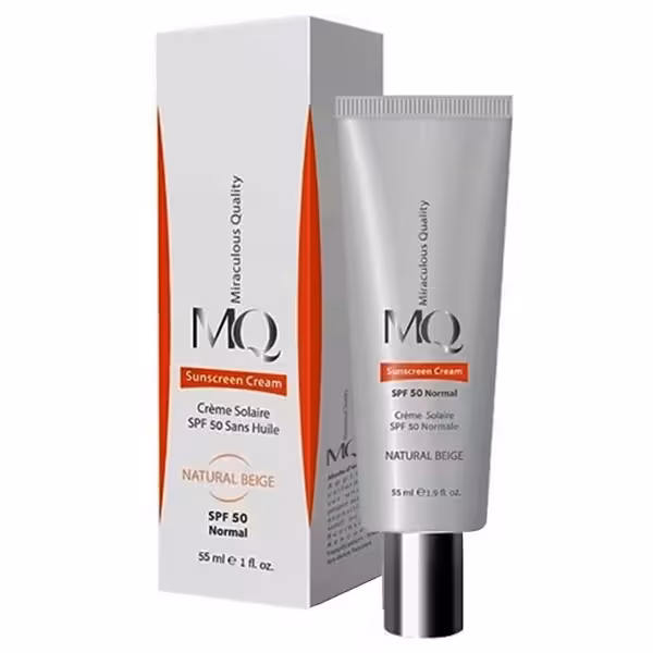 کرم ضدآفتاب نرمال بژ طبیعی SPF50 ام کیو 55 میلی‌لیتر MQ