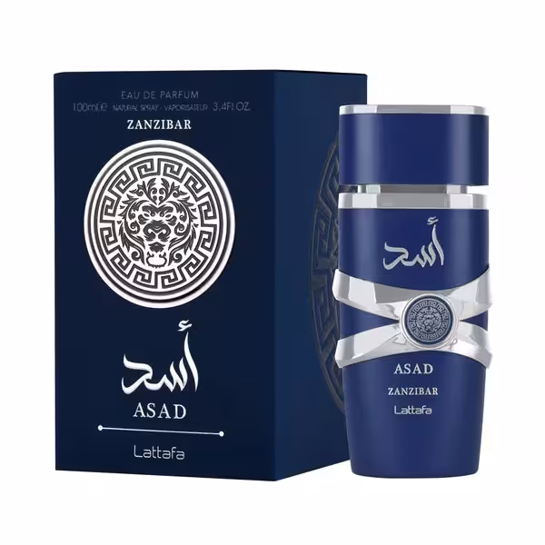 ادکلن لطافه مدل اسد زنزیبار آبی حجم 100 میلی لیتر