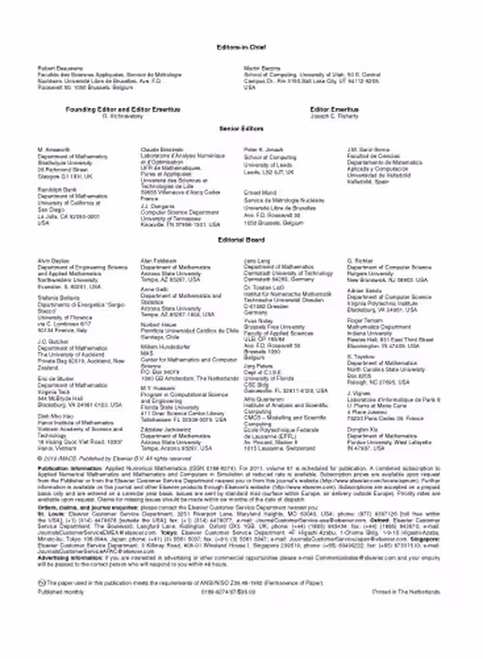 خرید و دانلود نسخه کامل کتاب Applied Numerical Mathematics 61 (February 2011)