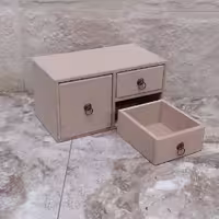 کشو رومیزی سه تایی چوبی خام و بدون رنگ مناسب نظم دهی به وسایل رنگاچوب 
