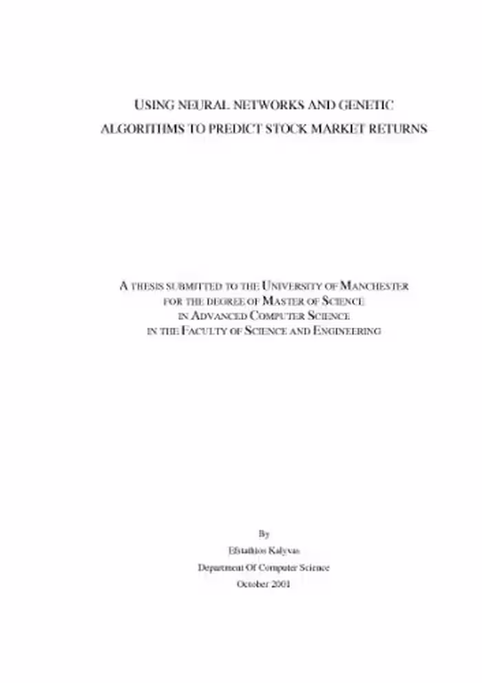 خرید و دانلود نسخه کامل کتاب Using Neural Networks And Genetic Algorithms To Predict Stock Market Returns