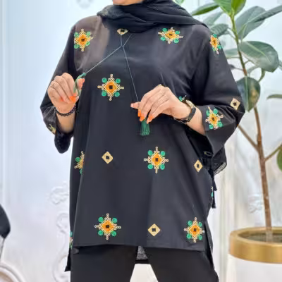 مانتو زنانه لنین مدل منگوله دار پشت بلند