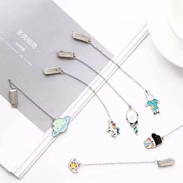 نشانه کتاب زنجیر اسب تکشاخ فانتزی Metla Chain Unicorn Bookmark