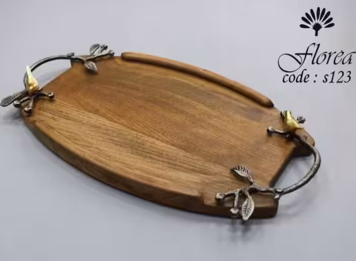 سینی بیضی دسته پیوتر طرح پرنده برند فلورا Florea سایز بزرگ