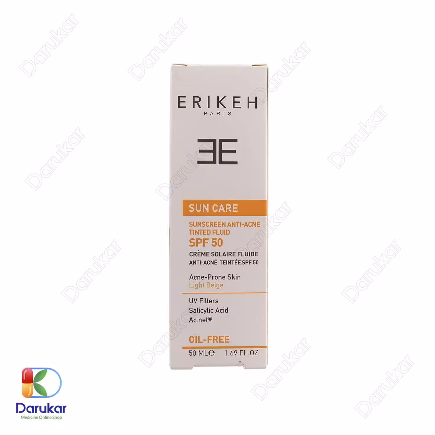 فلوئید ضد آفتاب و ضد جوش رنگی فاقد چربی اریکه SPF50