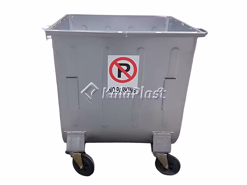 سطل زباله گالوانیزه 770 لیتری محدب بدون درب