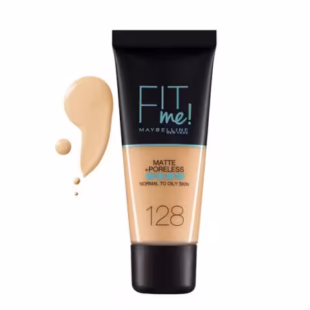 كرم پودر مات فیت می میبلین مدل Maybelline Fit Me Matte Poreless Foundation شماره 128