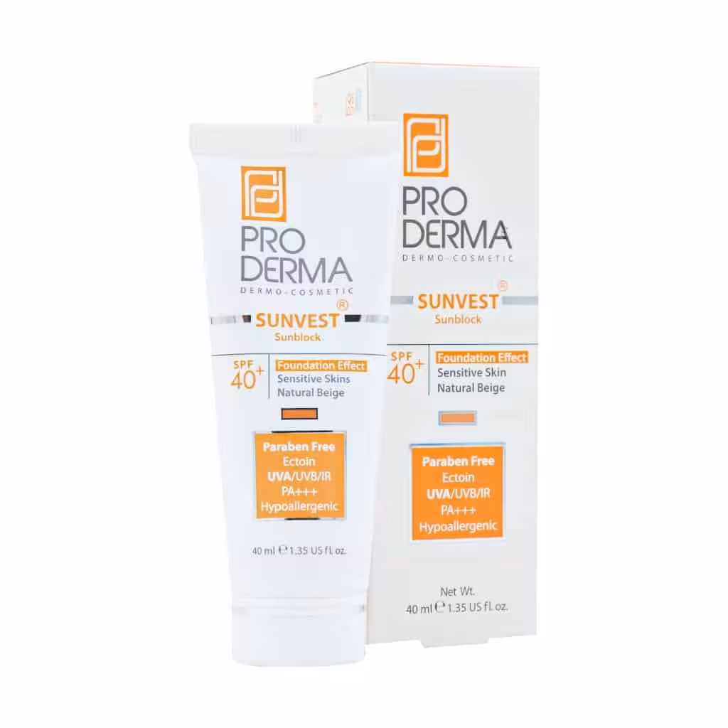 کرم ضد آفتاب SPF40 رنگی کرم پودری پرودرما