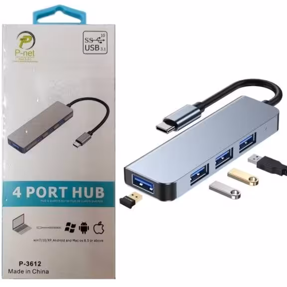هاب 4 پورت TYPE-Cبه USB30 مدل P-3612