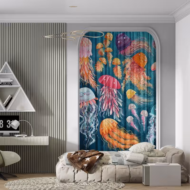  پرده پانچی طرح کودک سایز 140 در 280 جنس هازان کد370