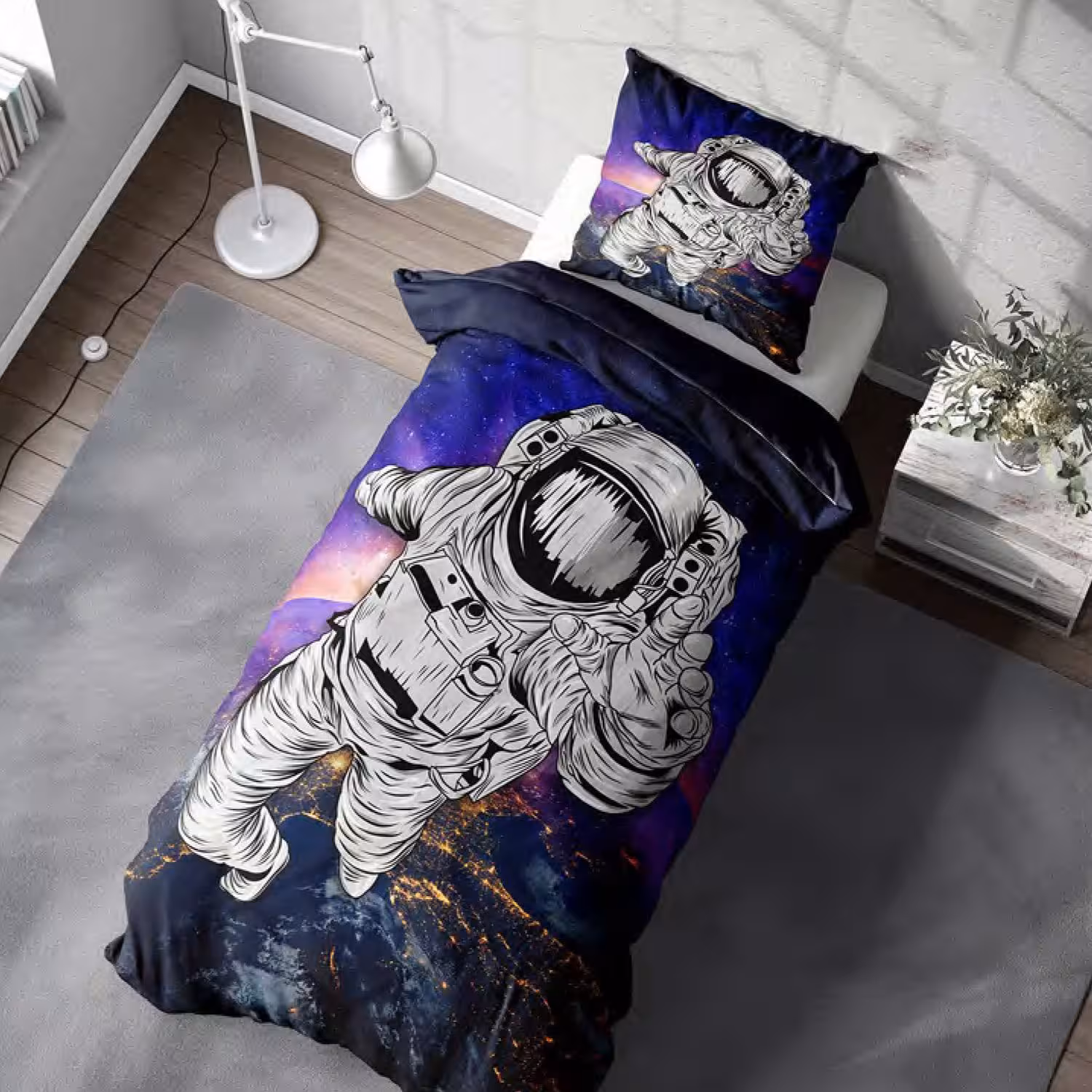 سرویس خواب کد M-4020 طرح فضانورد Astronaut یکنفره 4 تکه