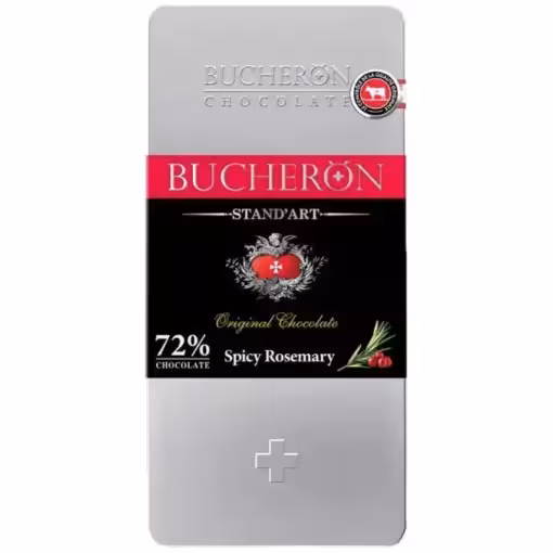 تبلت شکلات روسی بوچرون فلزی Bucheron spicy rosemary تلخ 72% با طعم رزماری فلفلی 100 گرم