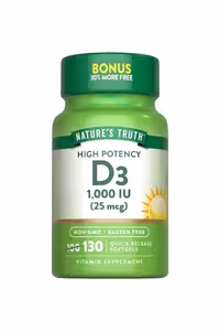 سافت ژل ویتامین D3 مقدار 1000 IU برند Nature's Truth ـ بسته 130 عددی