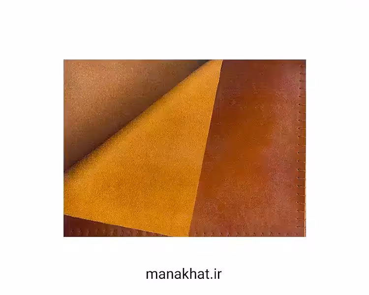 زیردستی یک رو چرم طبیعی گاوی عسلی و یک رو فوم اقتصادی