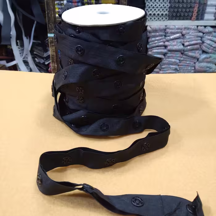 دکمه ریلی مشکی بزرگ(دکمه متری یا قابلمه ای متری)30 یاردی (27.6 متری) (خرازی و خیاطی)