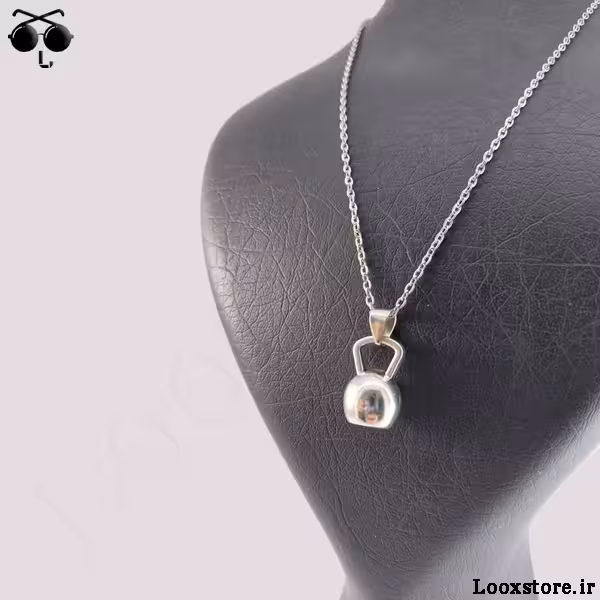 گردنبند با پلاک وزنه بدنسازی نقره ای