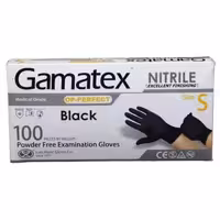 دستکش نیتریل غیر پودری حریر مدل BLACK GAMATEX سایز کوچک (S) بسته 100 عددی