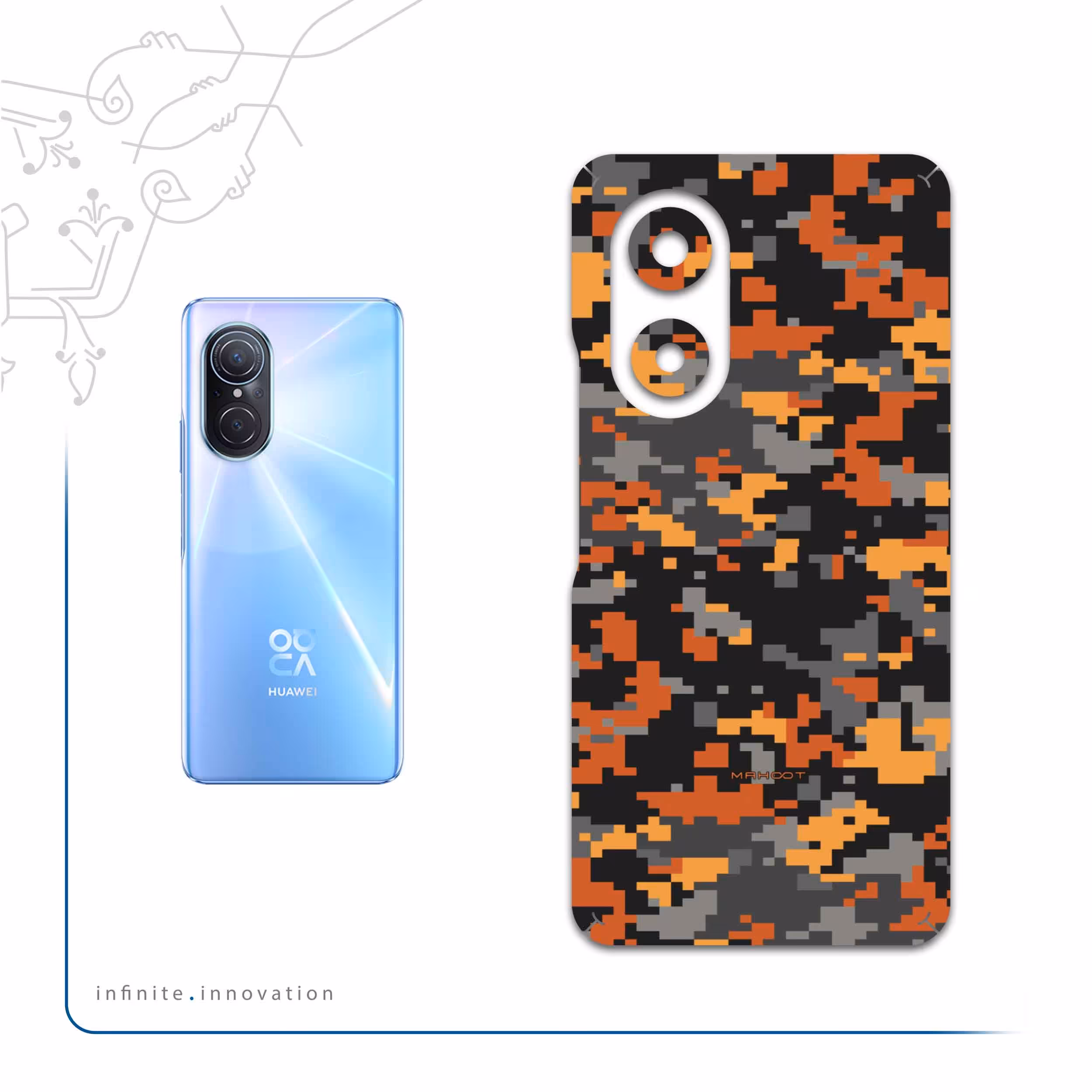 برچسب پوششی ماهوت مدل Army-Autumn-pixel مناسب برای گوشی موبایل هوآوی Nova 9 SE