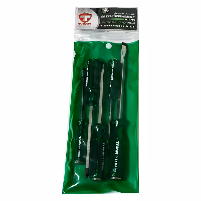 پیچ گوشتی چهارسو و دوسو ضربه خور تیوان مدل HT - 00615 مجموعه 5 عددی 