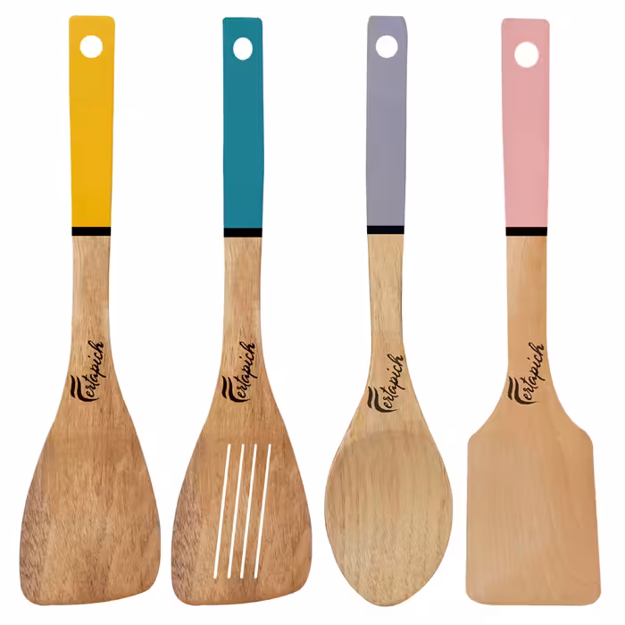  سرویس کفگیر و ملاقه 4 پارچه فرتاپیچ مدل چوبی کد 041