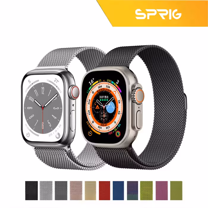 بند اسپریگ مدل Milanese مناسب برای اپل واچ سری 1 / 2 / 3 / 4 / 5 / 6 / 7 / 8 / SE / Ultra سایز 42 / 44 / 45 / 49 میلی متری