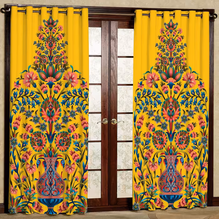 پرده مدل گلدون مخمل پانچی کد 1315 سایز 200x140 سانتی متر