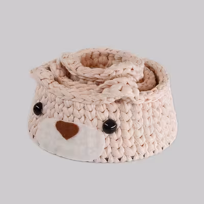 سبد قلاب بافی تریکو طرح خرسی کد 1 مجموعه 3 عددی