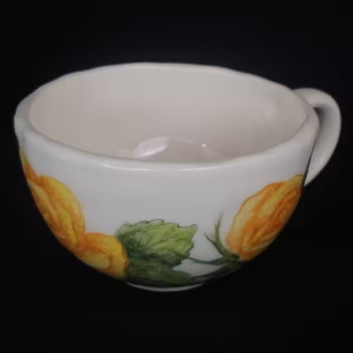  ست فنجان و نعلبکی سرامیکی هیوا مدل گل رز برجسته کد 10882355